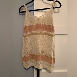 POL Cream Knit Top with Pink and Yellow Stripes